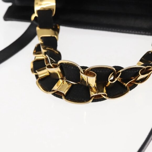 Salvatore Ferragamo Vala Hand Bag Canvas 2way Black Auth - Picture 6 of 16